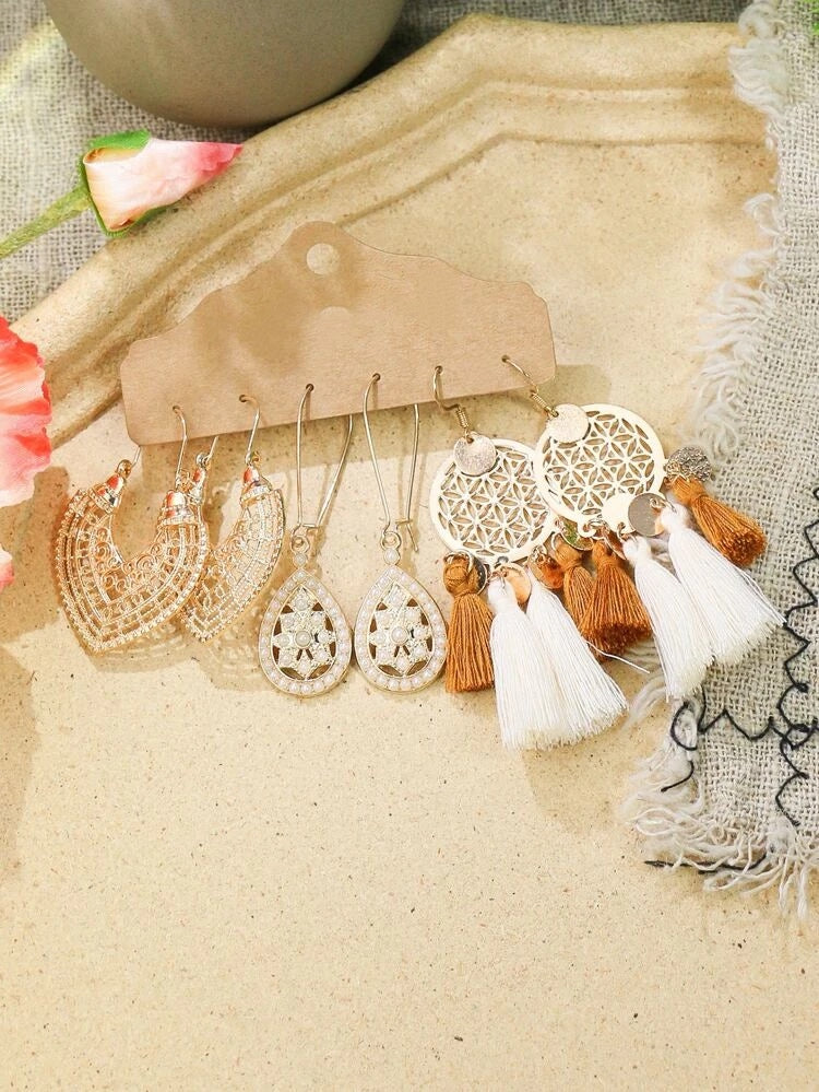 Beautiful Gold Boho 3 Piece Set of Earrings