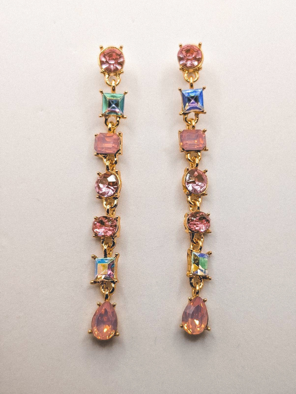 Beautiful Pink and Crystal Statement Earrings