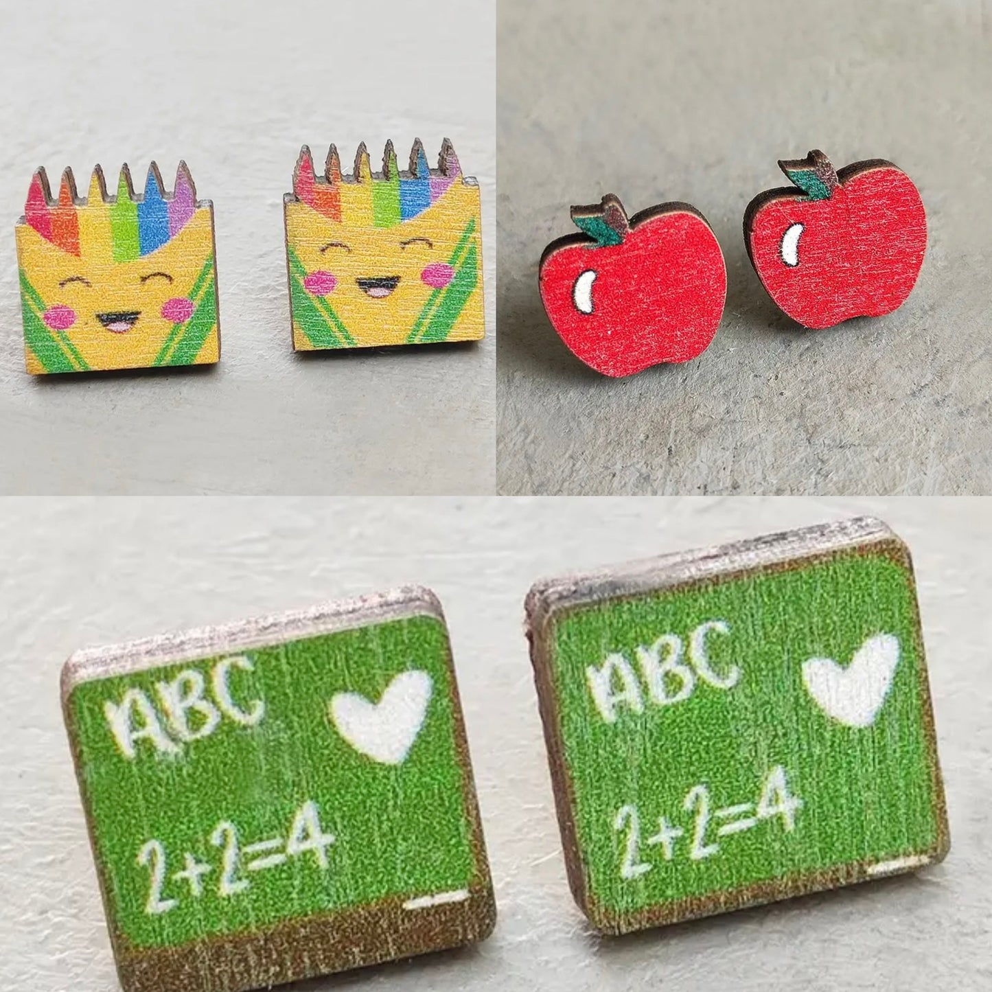 Adorable Wooden Teacher Earrings