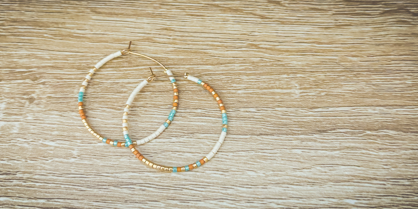 Beautiful Dainty Beaded Hoop Earrings