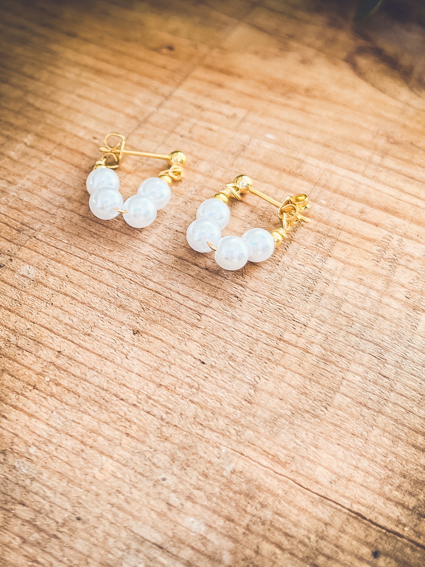 Beautiful Pearl Huggie Earrings