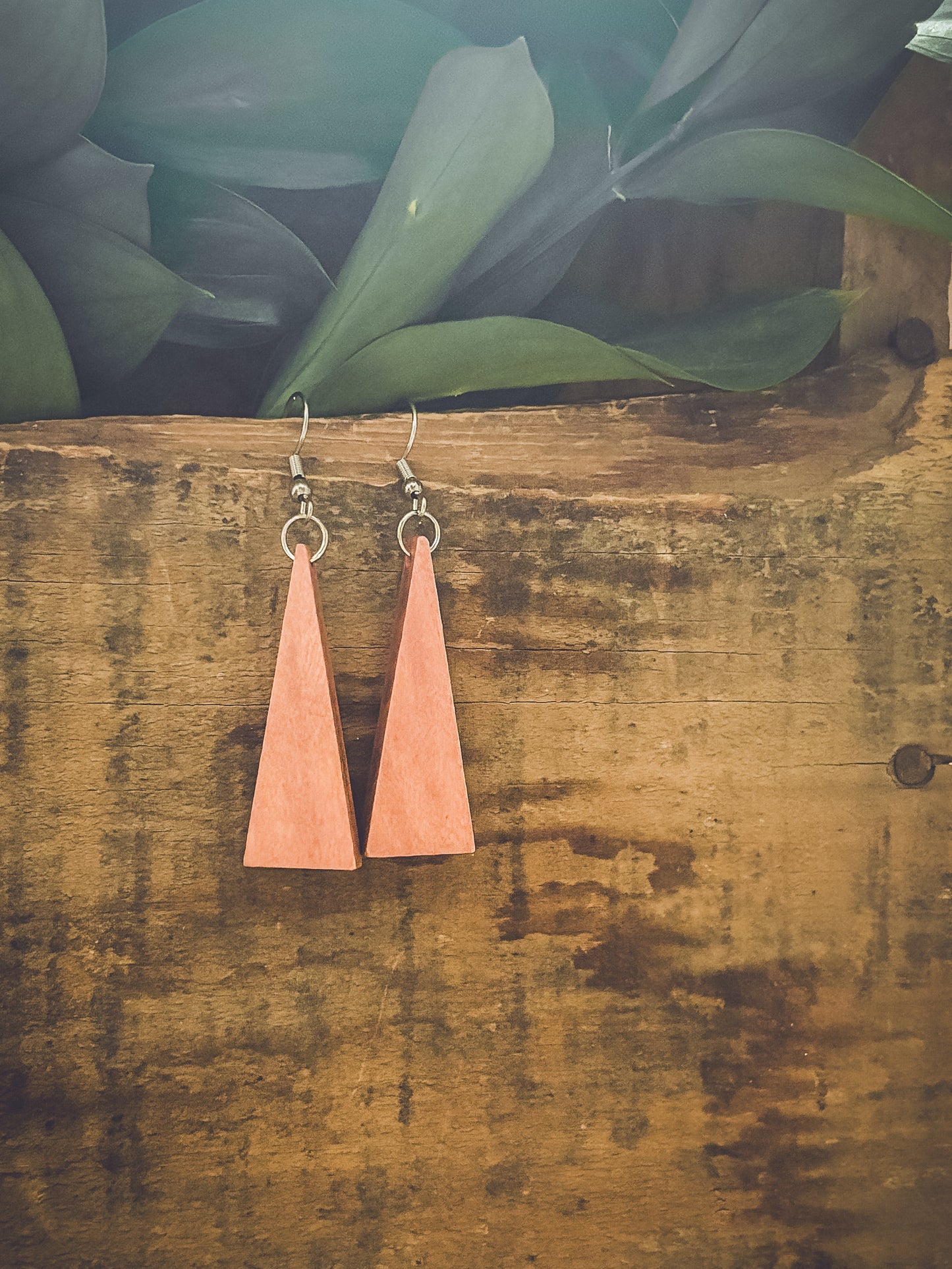 Beautiful Boho Triangle Wooden Drop Earrings