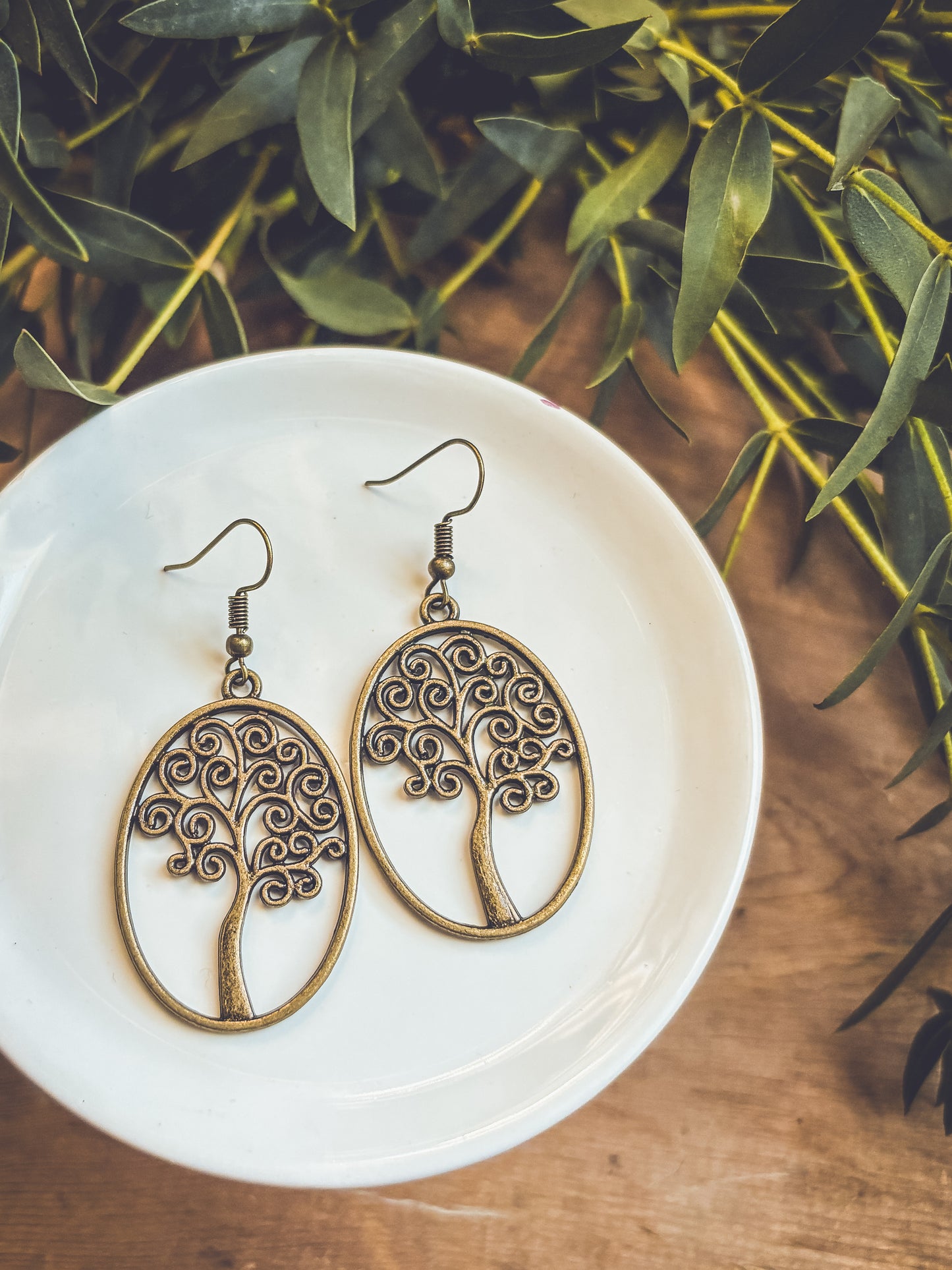 Beautiful Bronze Swirling Tree Earrings