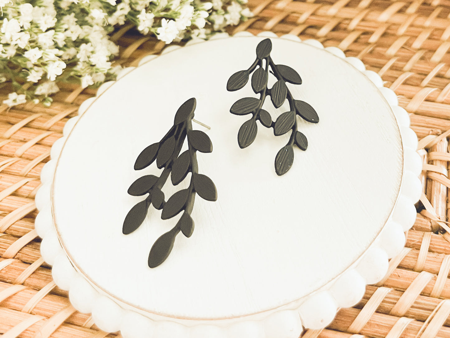 Beautiful Black Leaf Earrings