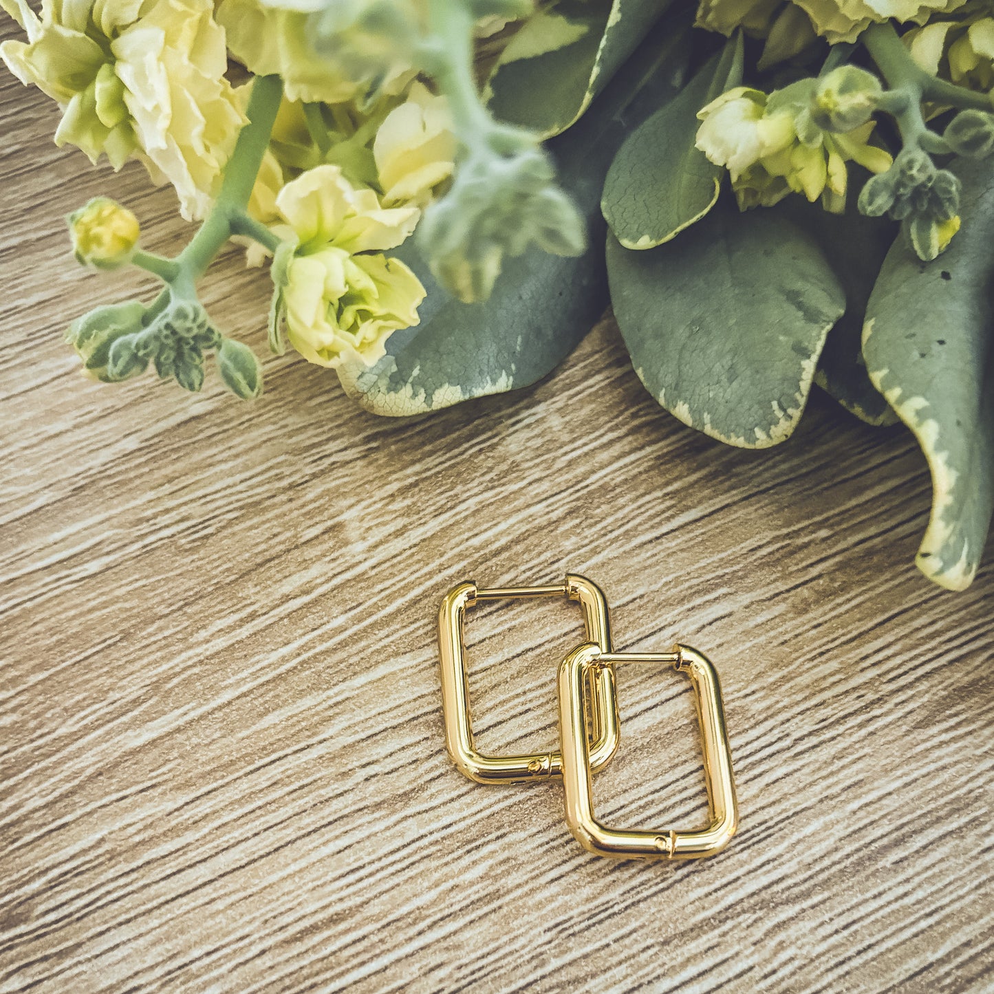 Beautiful Gold Everyday Square Earrings