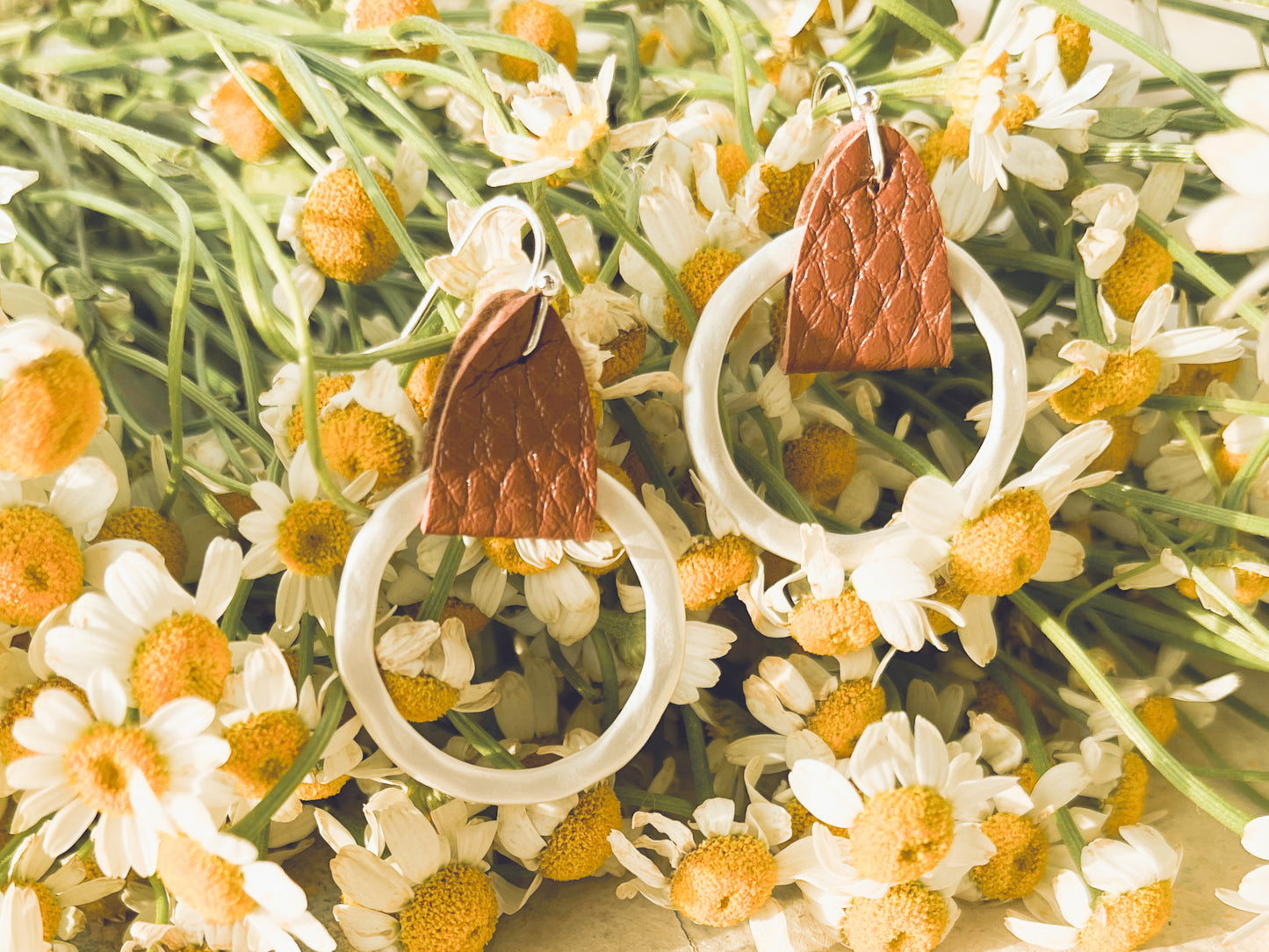 Beautiful Small Leather Hoop Earrings