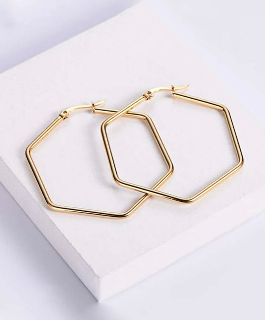 Beautiful Geometric Gold or Silver Hoop Earrings