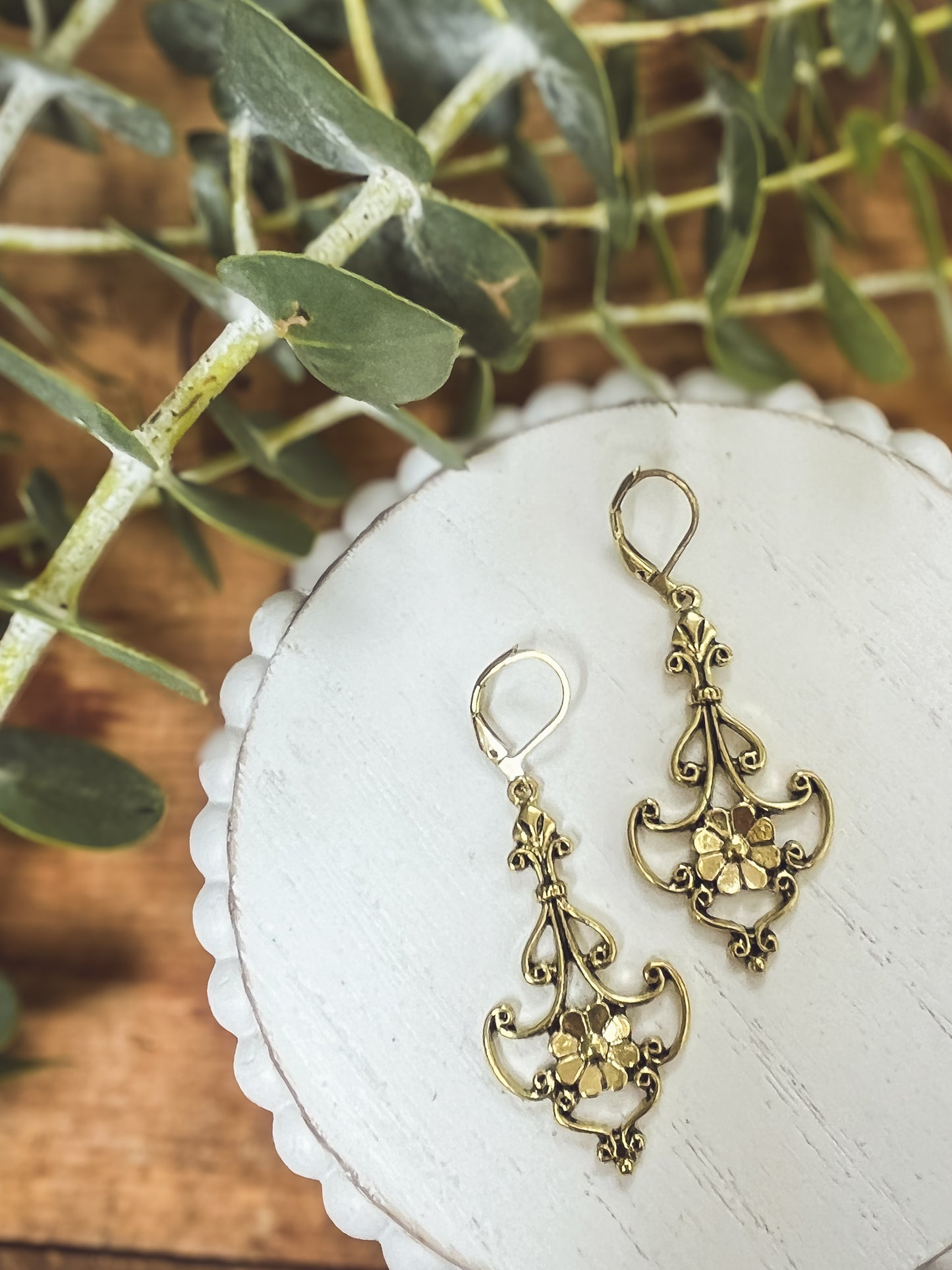 Beautiful Ornate Gold Drop Earrings