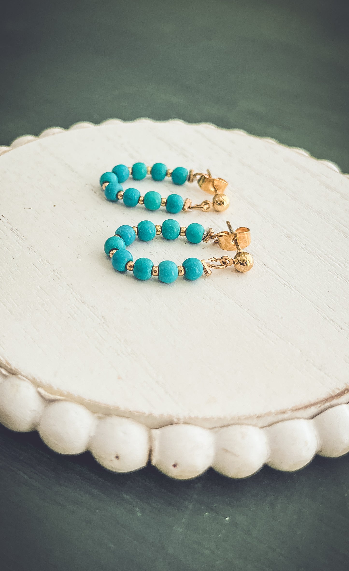 Beautiful Turquoise Huggie Hoops