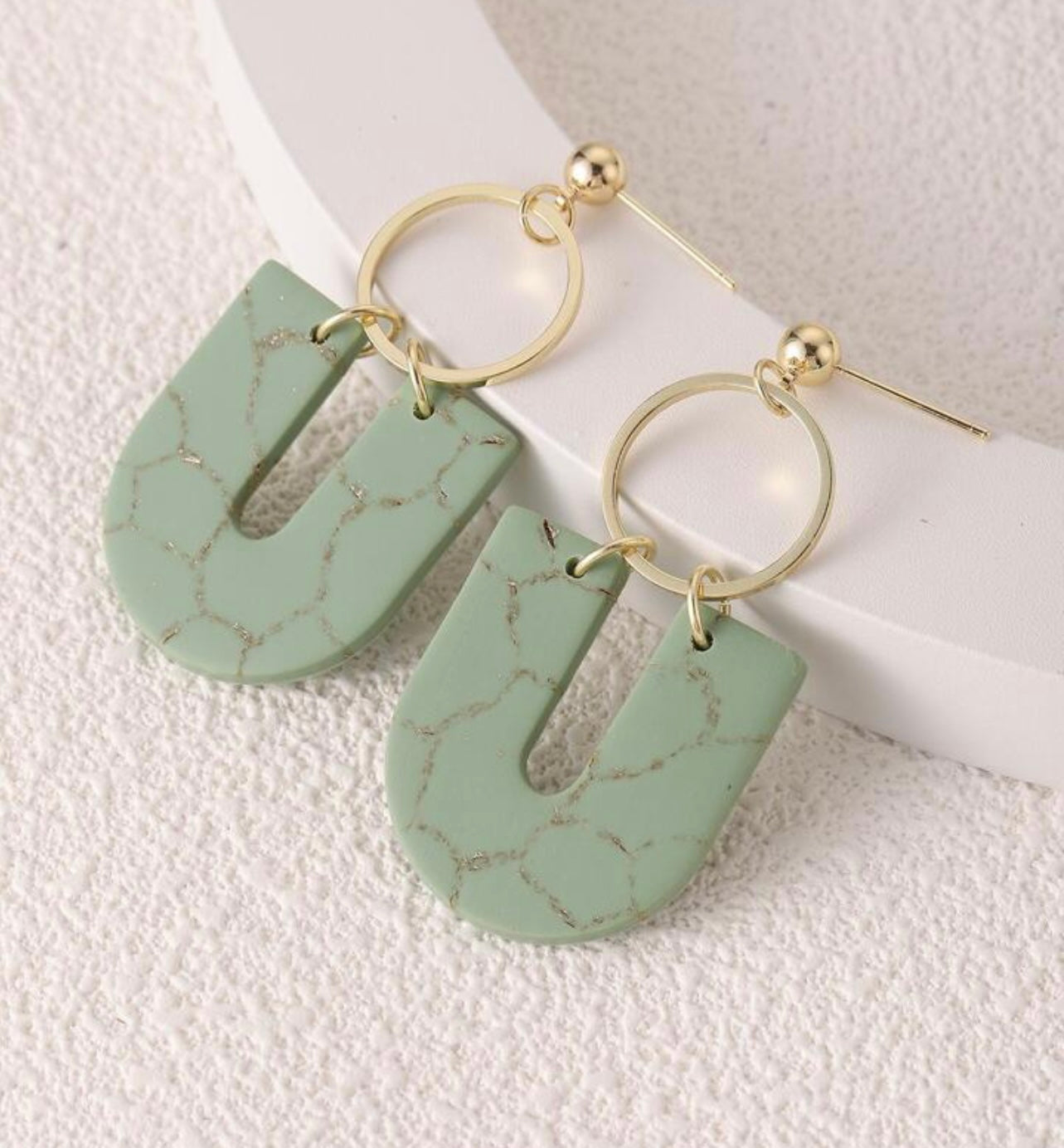 Beautiful Gold and Green Geometric Earrings