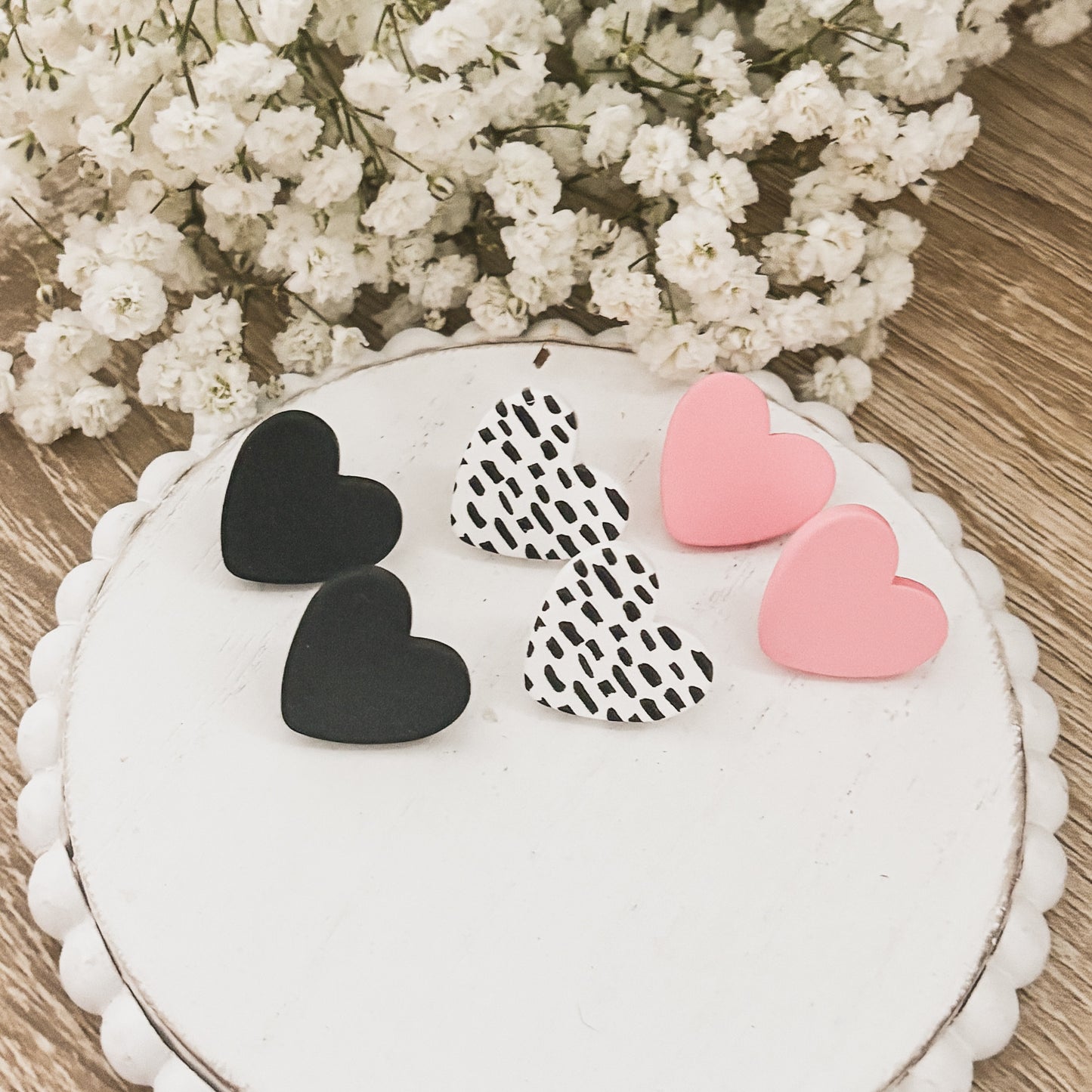 Beautiful Set of 3 Heart Studs