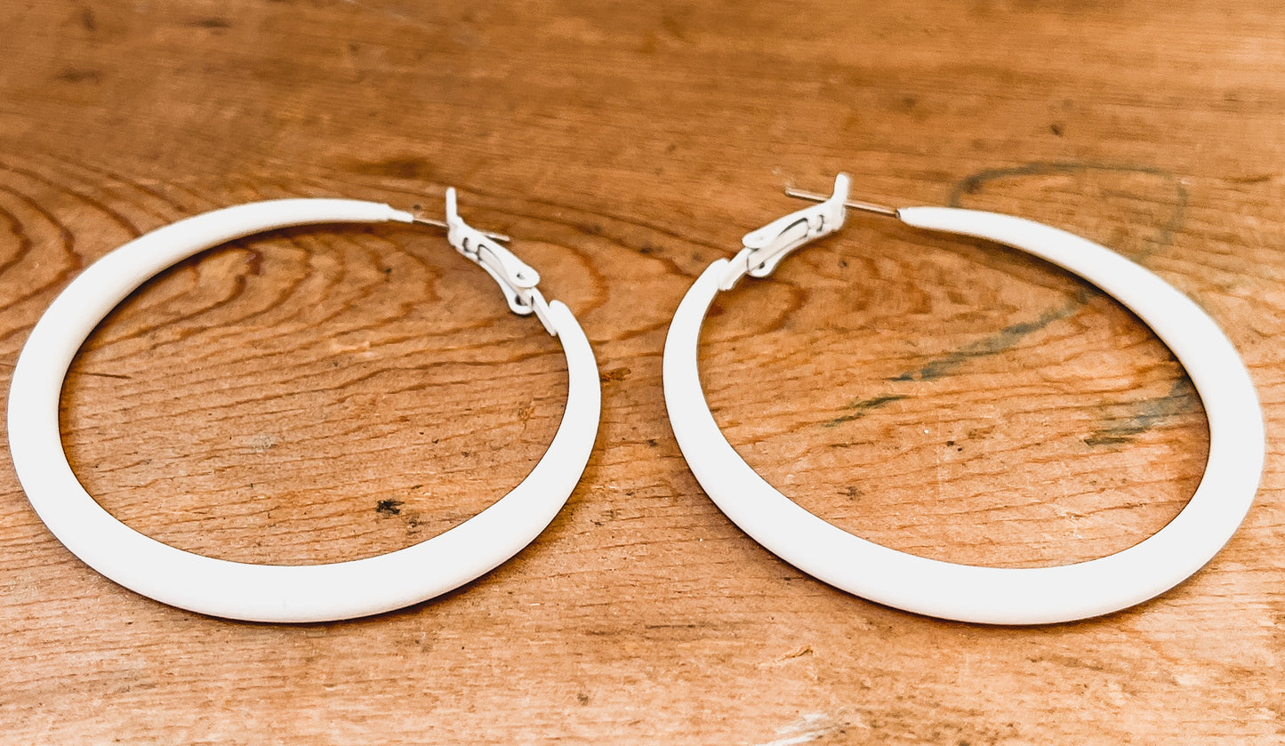 Beautiful Everyday White Hoop Earrings