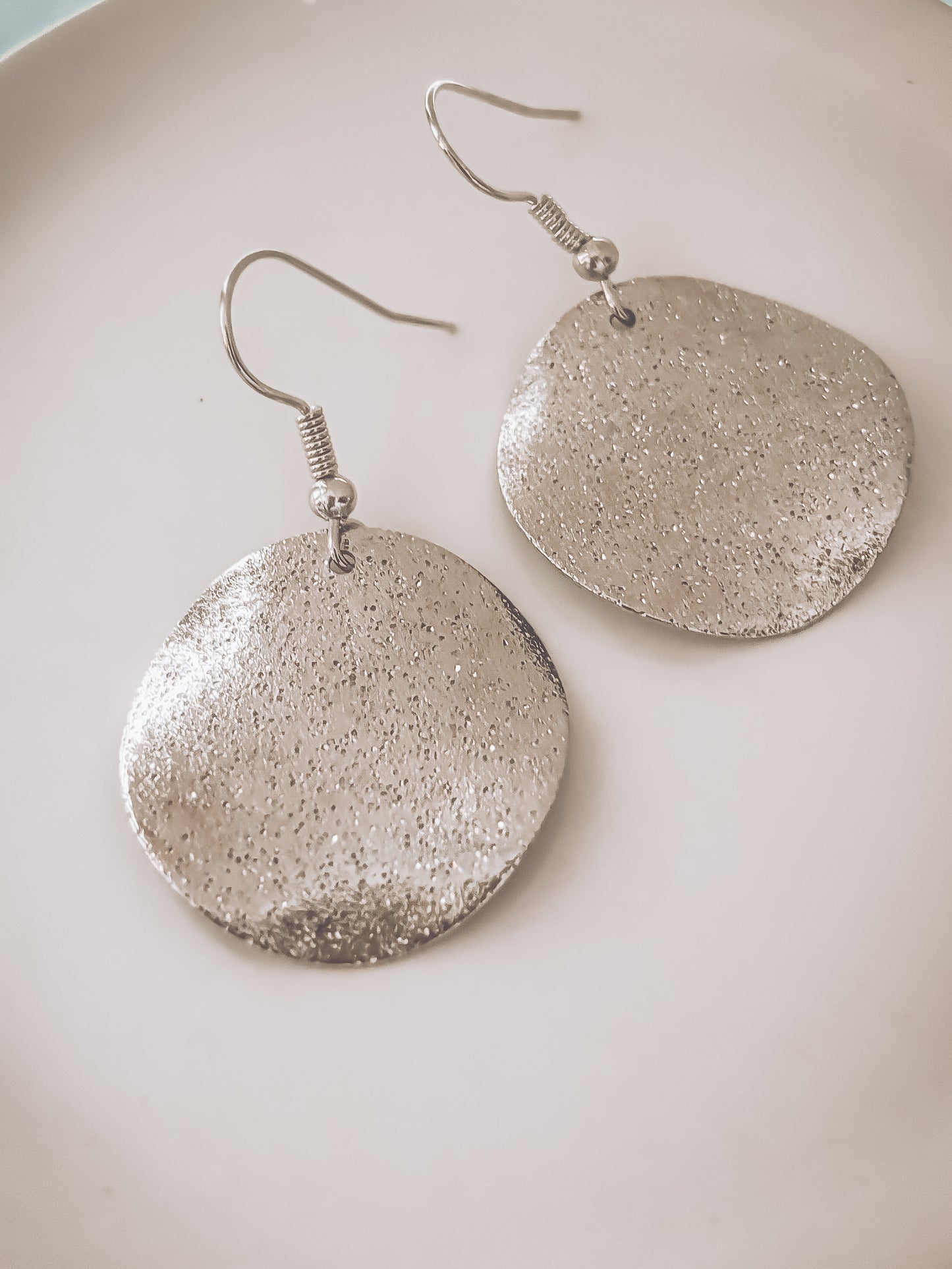 Beautiful Hammered Silver Drop Earrings