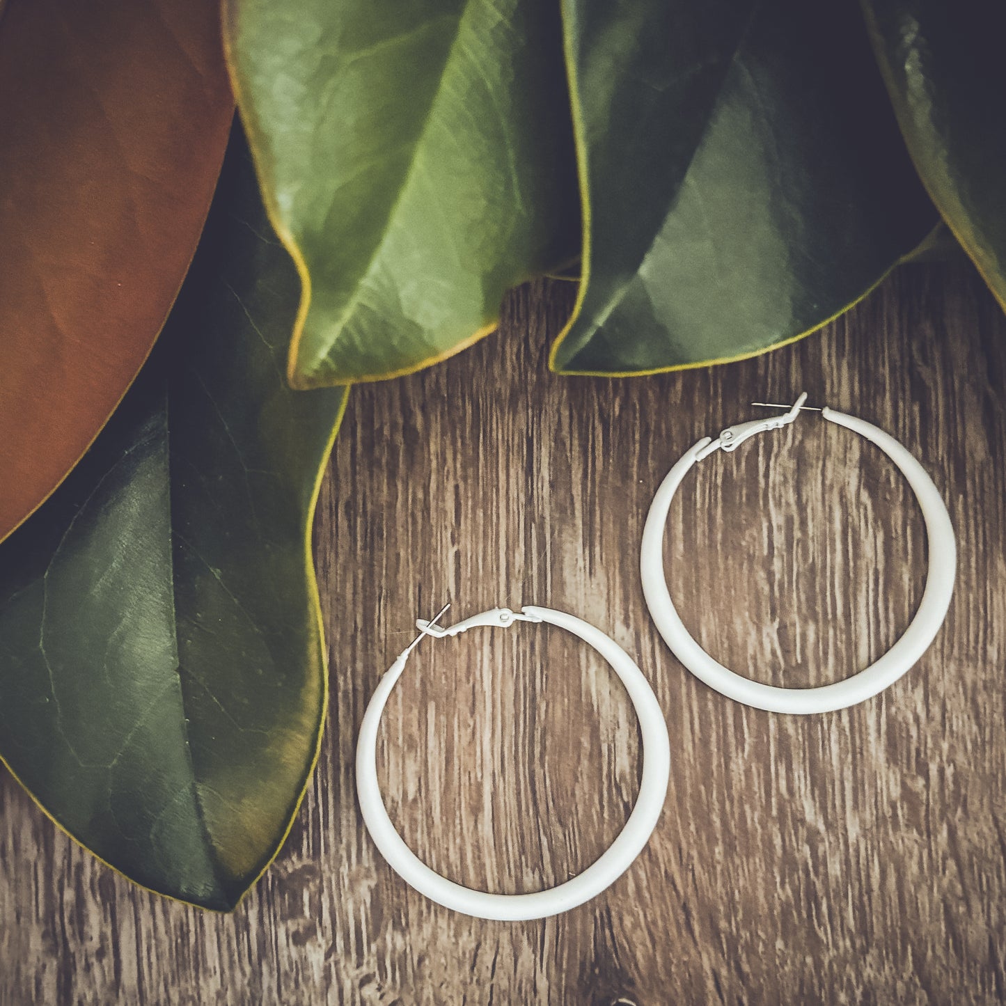 Beautiful Everyday White Hoop Earrings