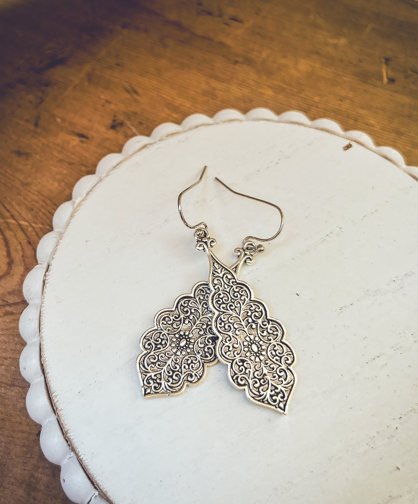 Beautiful Ornate Silver Drop Earrings