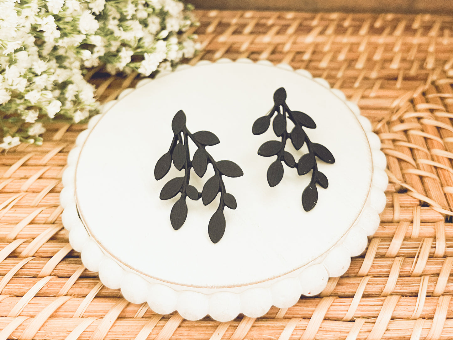 Beautiful Black Leaf Earrings