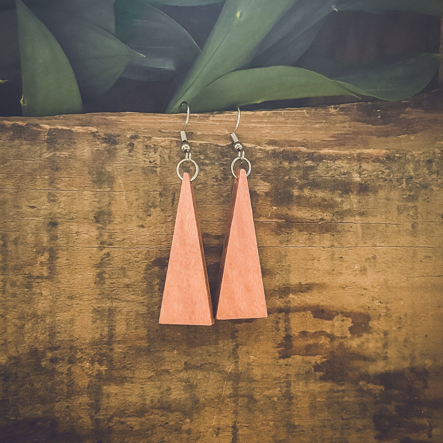 Beautiful Boho Triangle Wooden Drop Earrings