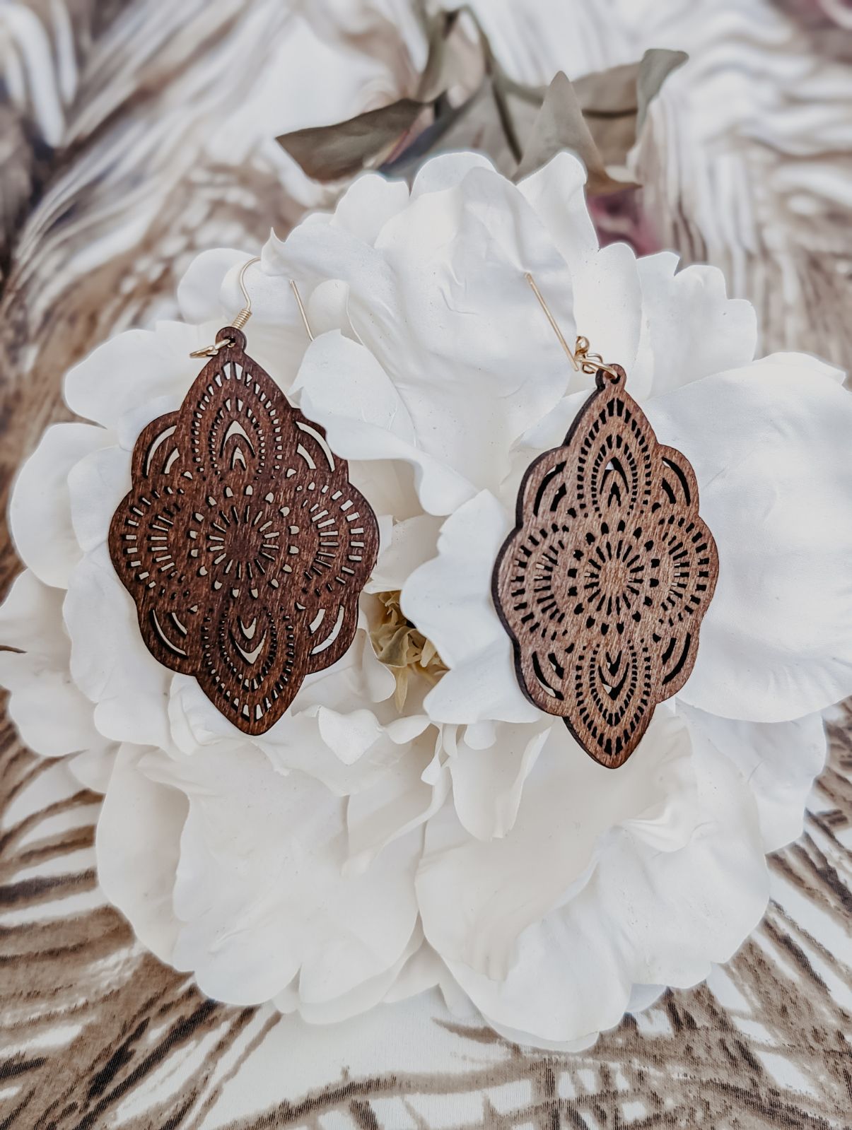 Beautiful Brown Wood Earrings