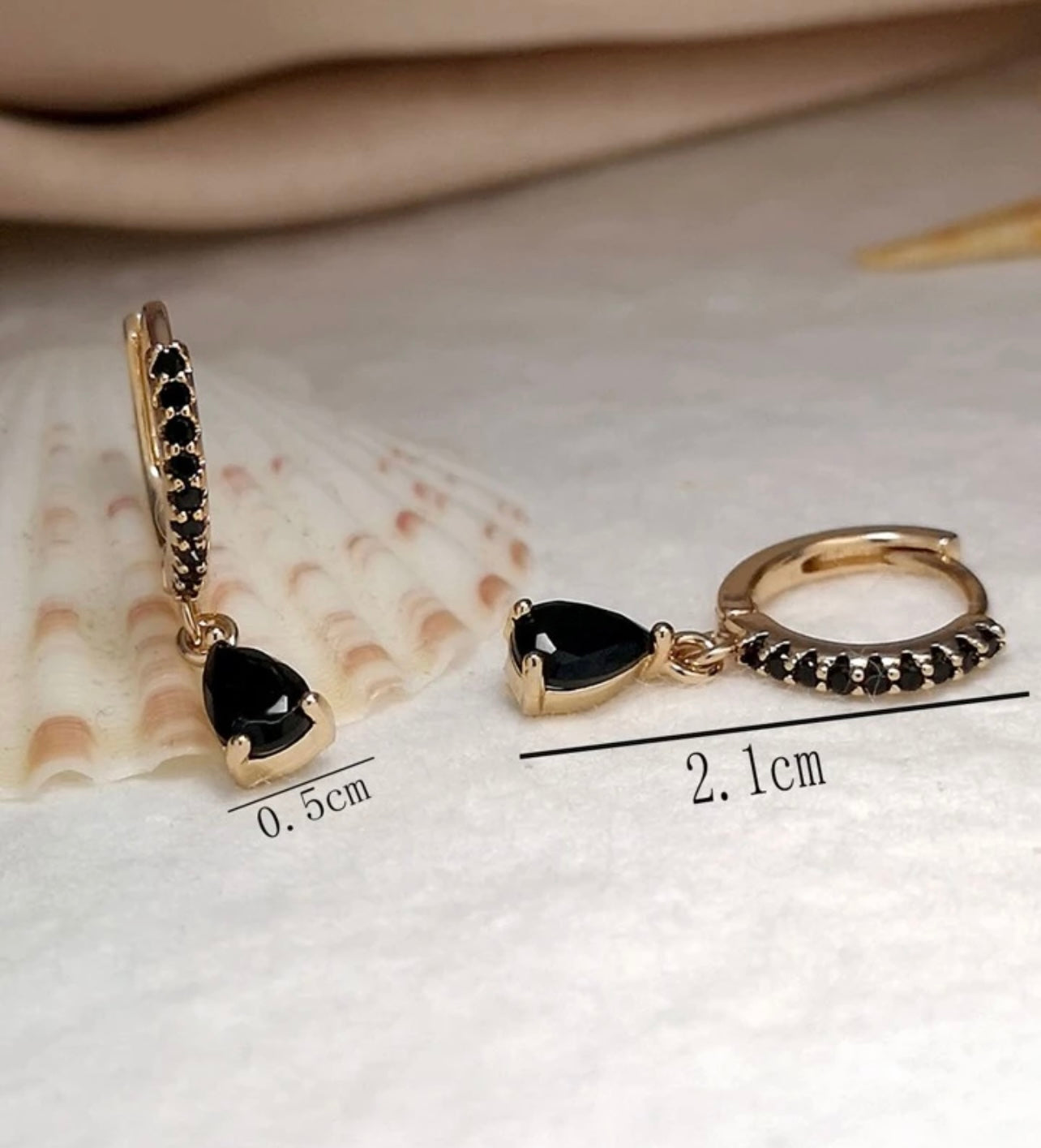 Beautiful Black Crystal Huggie Earrings