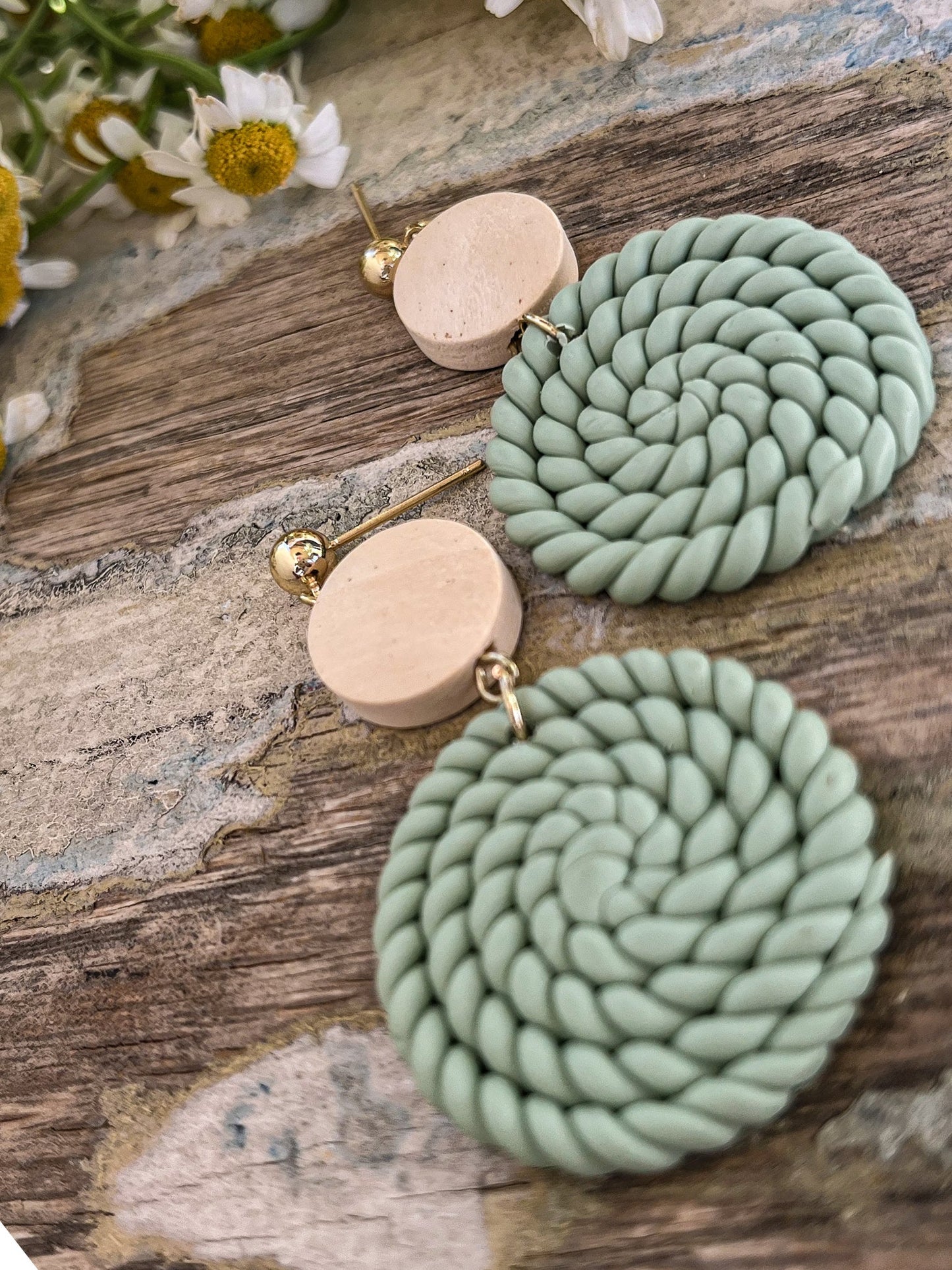 Beautiful Green Clay Earrings