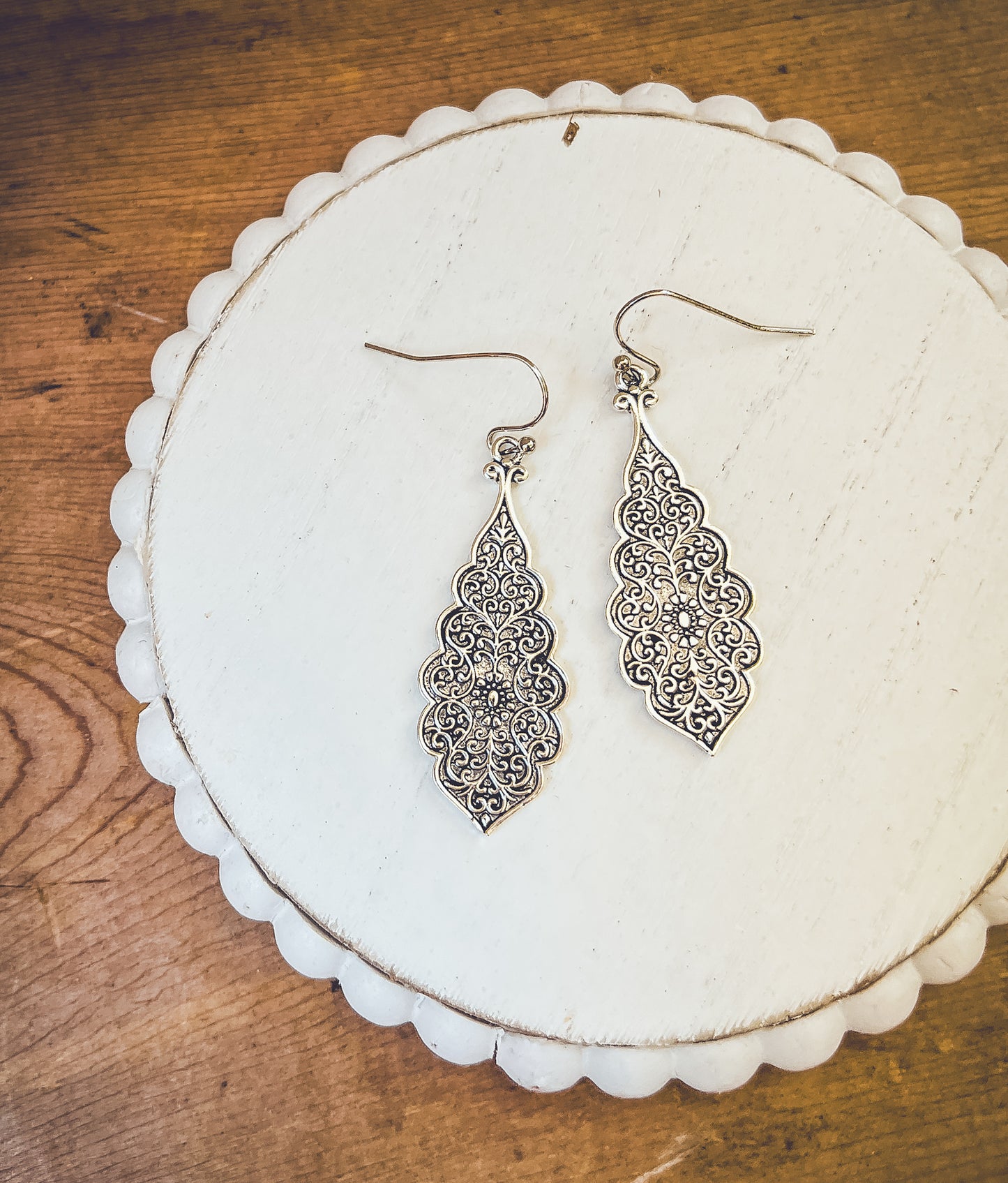 Beautiful Ornate Silver Drop Earrings