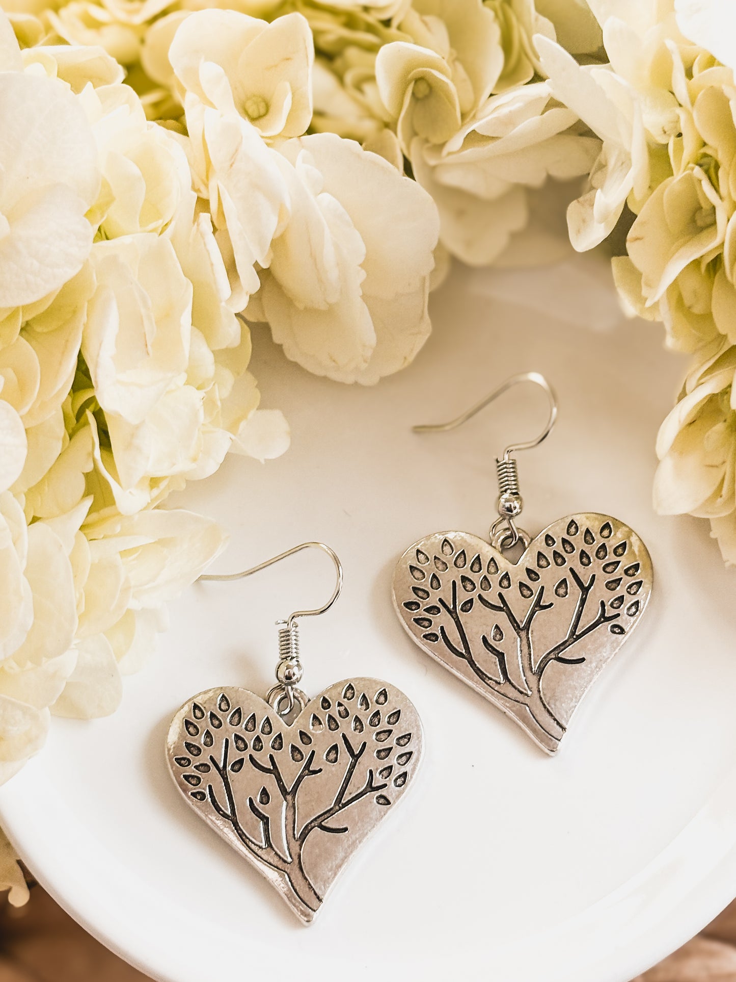 Beautiful Silver Heart Forest Earrings