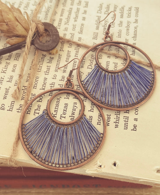 Beautiful Artistic Blue String Earrings
