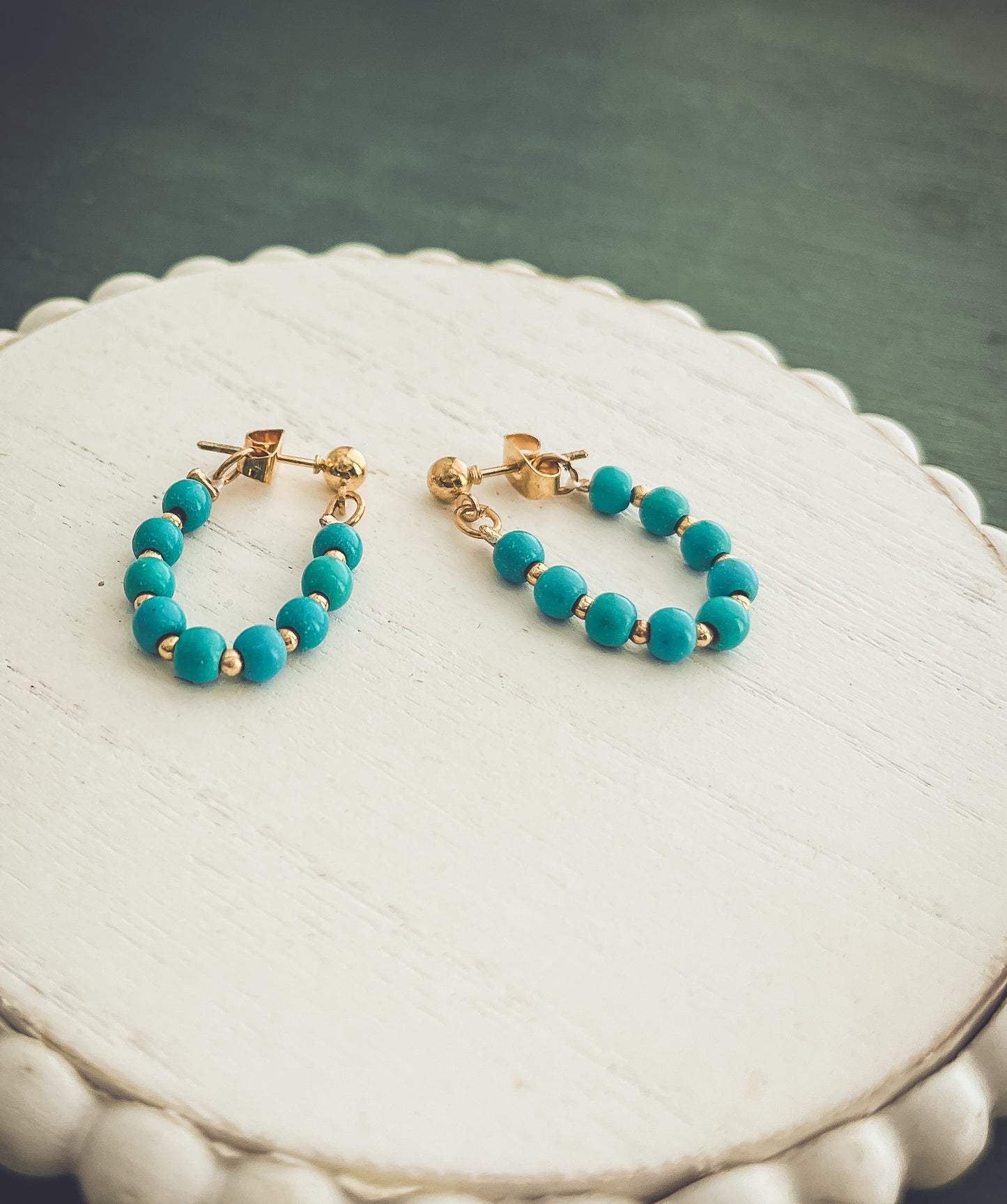 Beautiful Turquoise Huggie Hoops