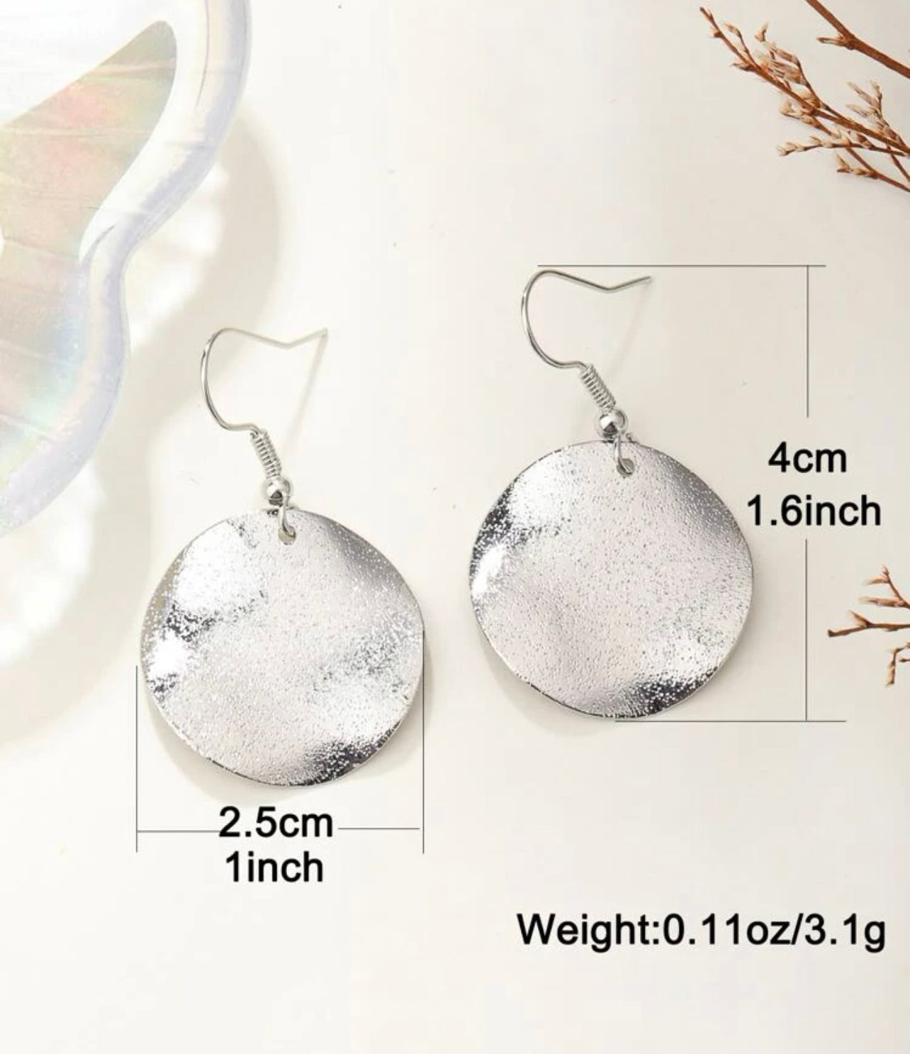 Beautiful Hammered Silver Drop Earrings