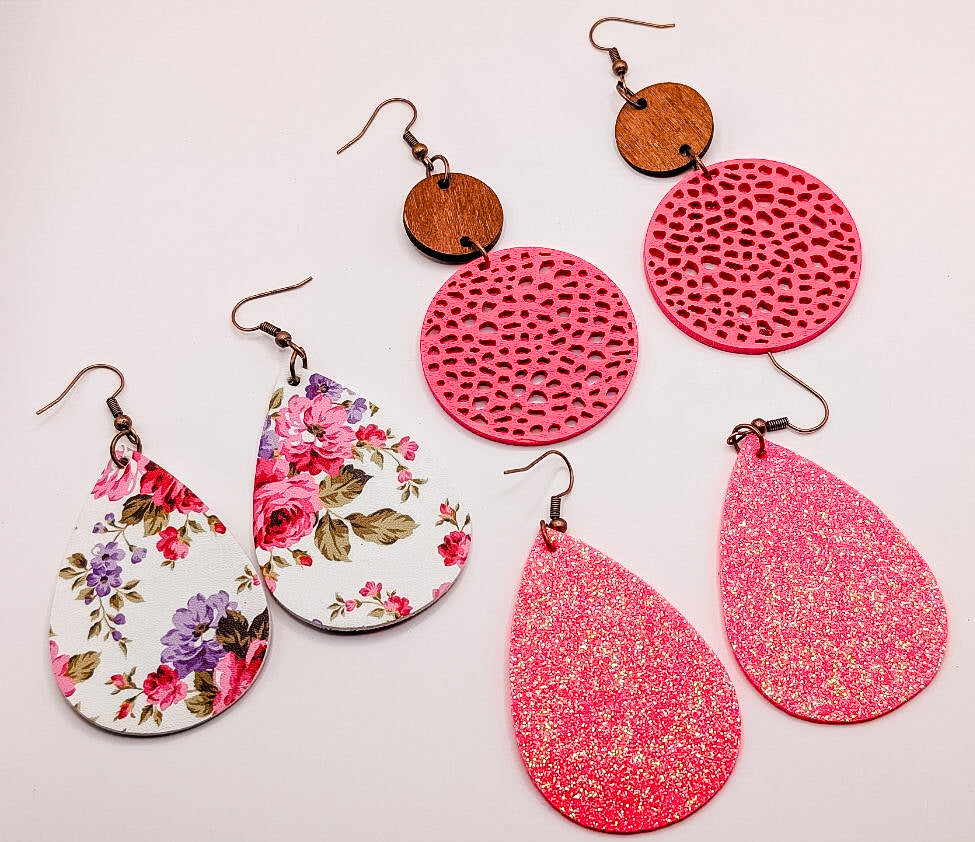 Beautiful Pink Turquoise Drop Earring Set