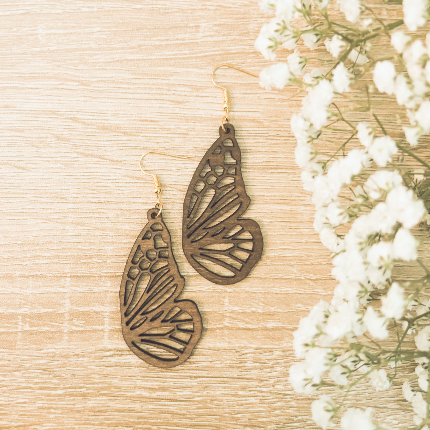 Beautiful Butterfly Wood Earrings