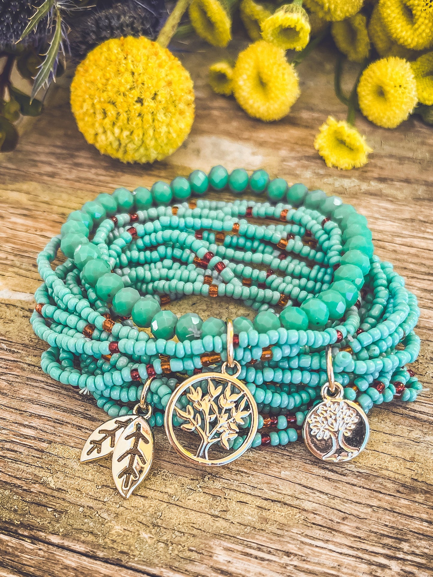 Beautiful Turquoise Tree of Life Bracelet Set