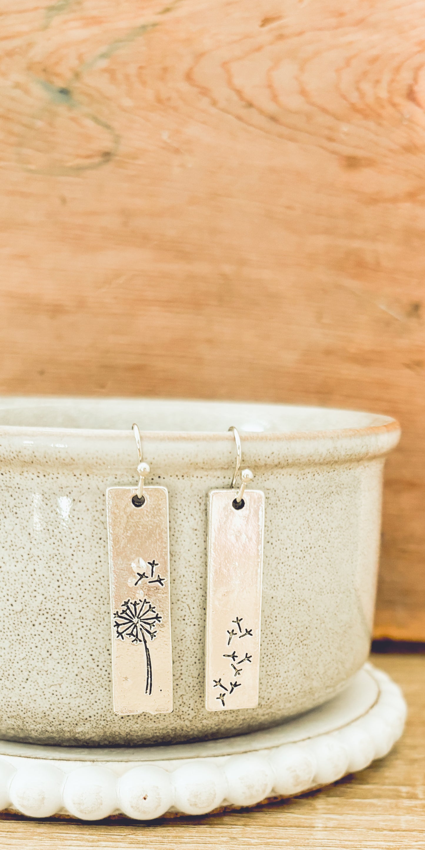 Silver Slat Dandelion Earrings