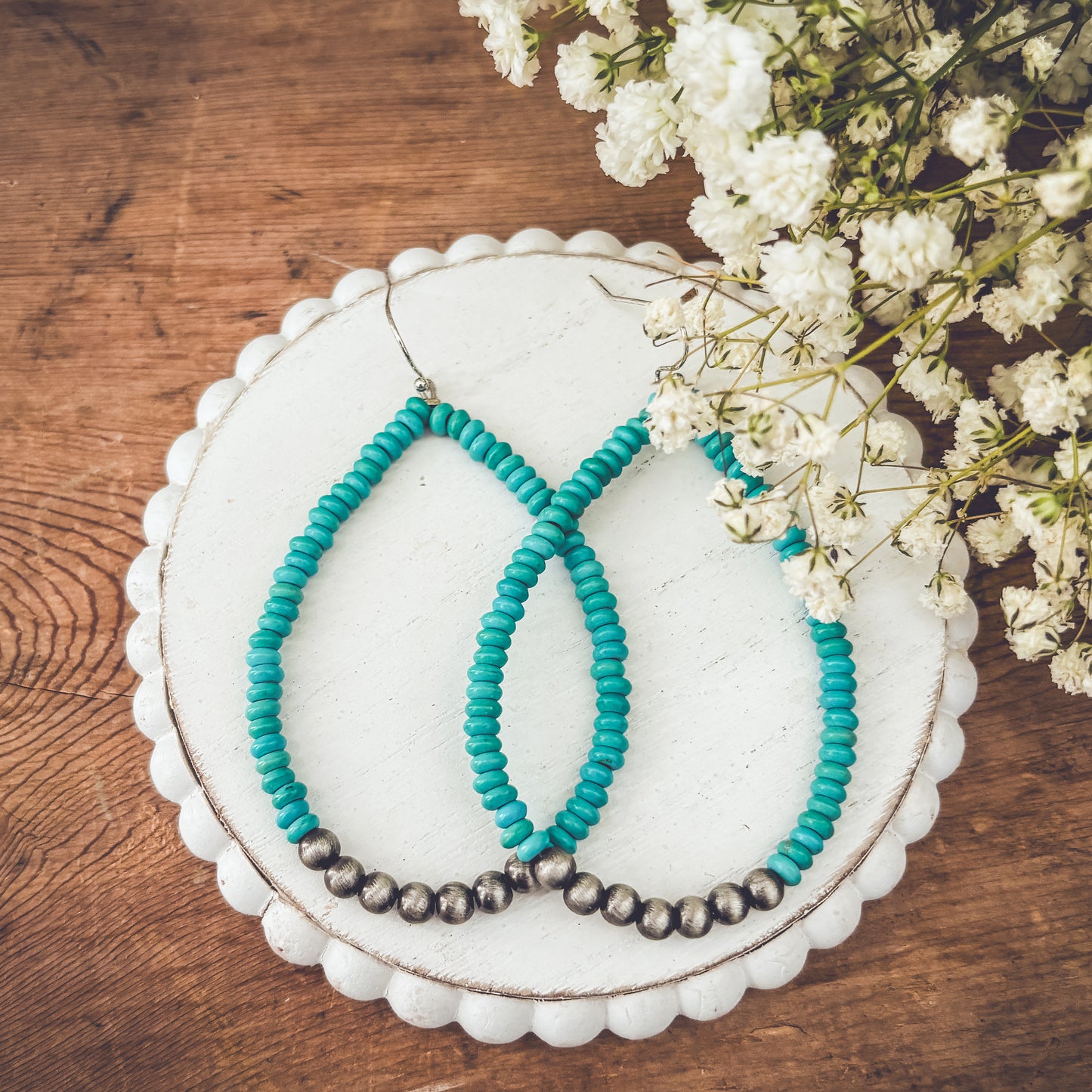 Beautiful Turquoise and Navajo Pearl Earrings