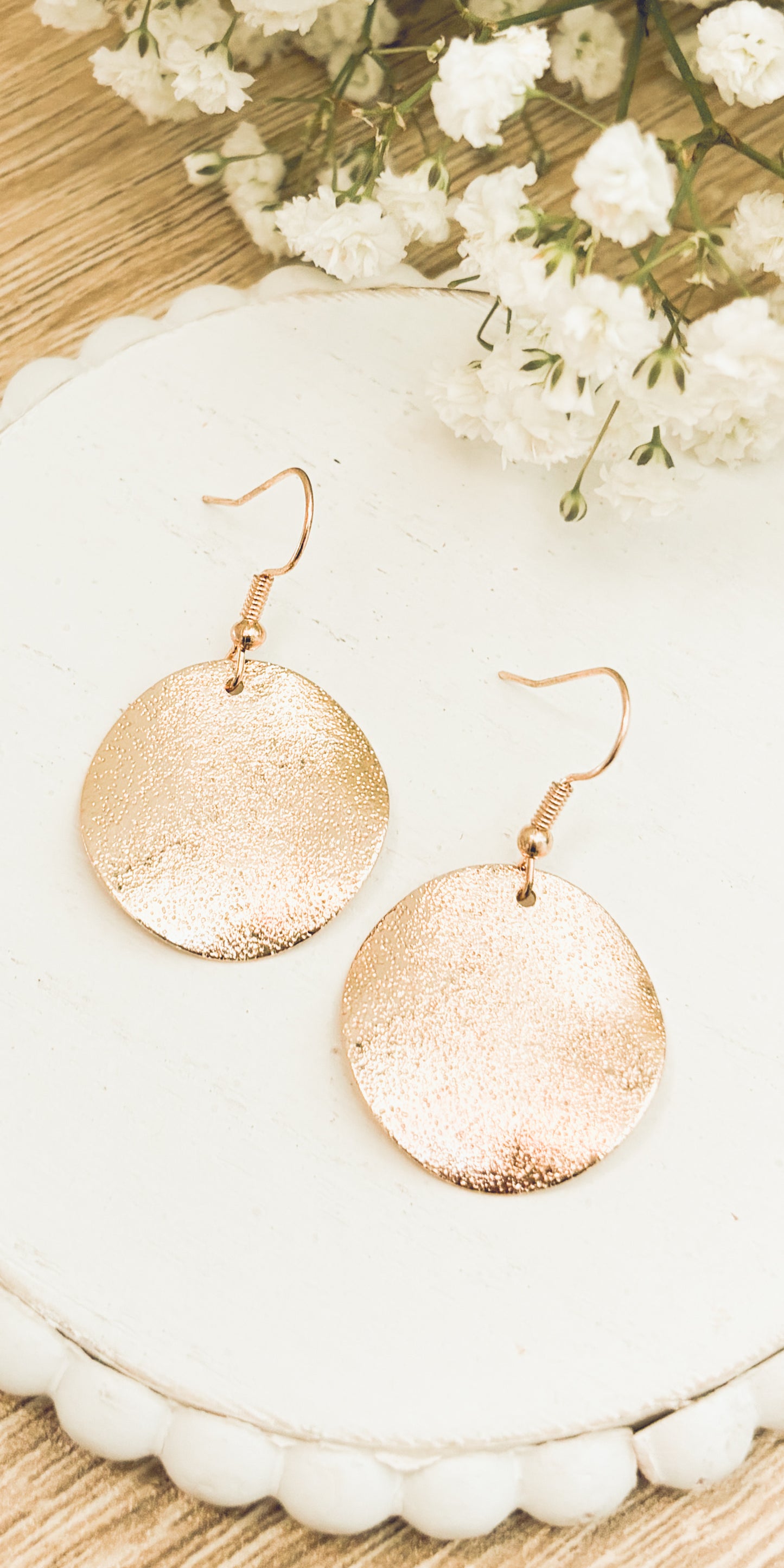 Beautiful Hammered Gold Drop Earrings