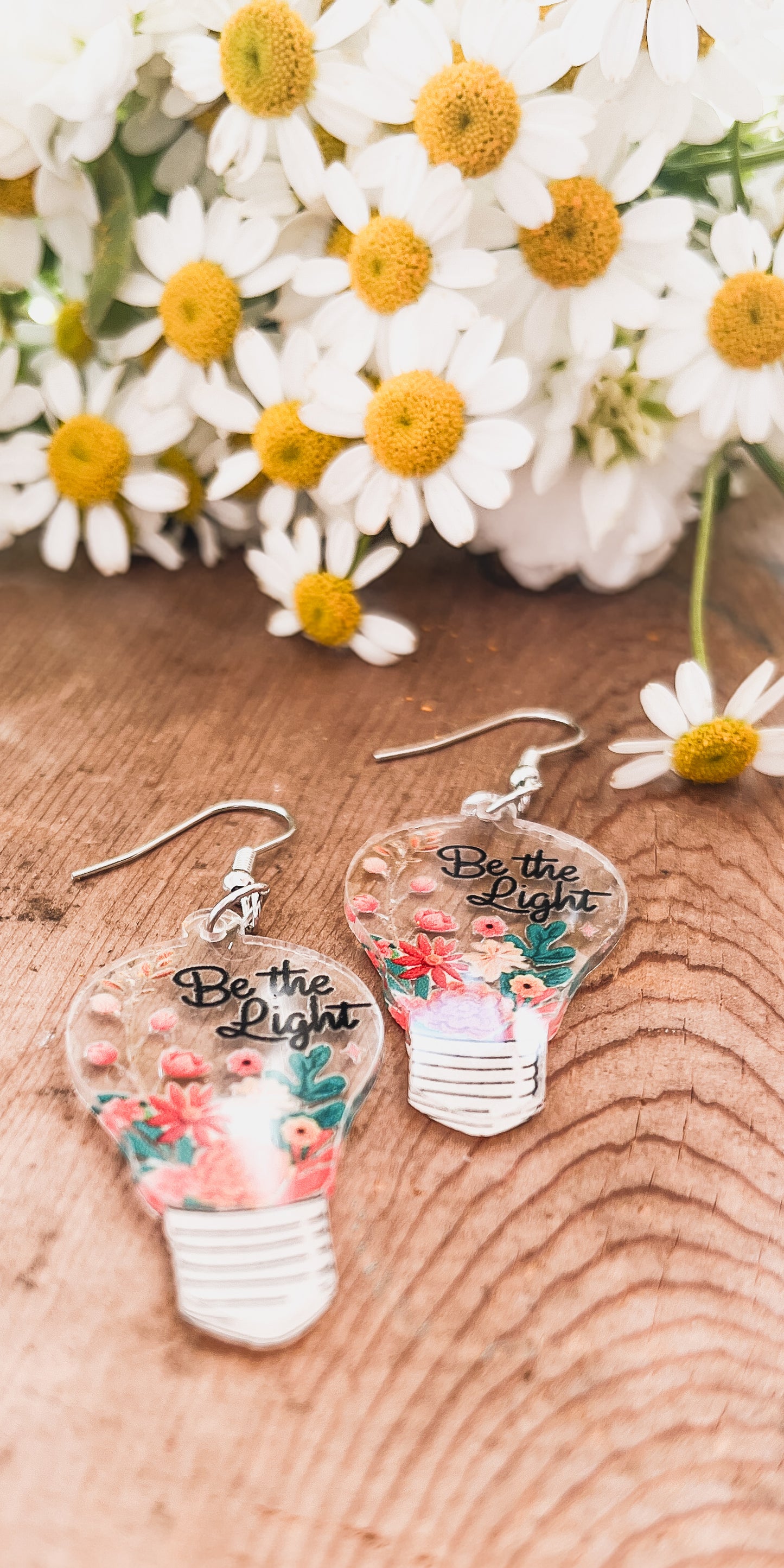 Beautiful Acrylic Be the Light Earrings