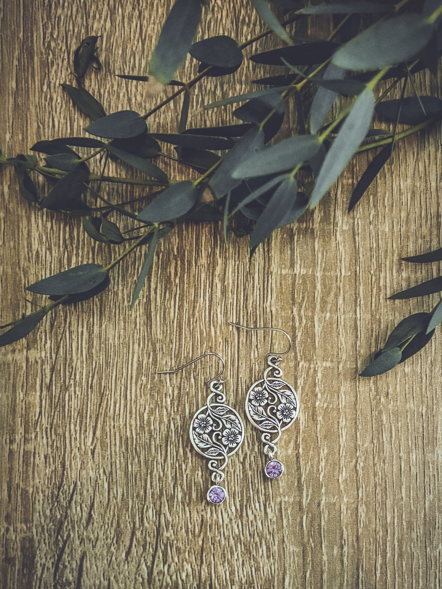 Beautiful Bohemian Purple and Silver Earrings