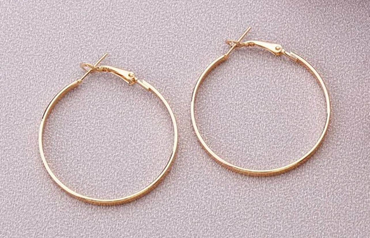 Beautiful Flat Gold Hoop Earrings