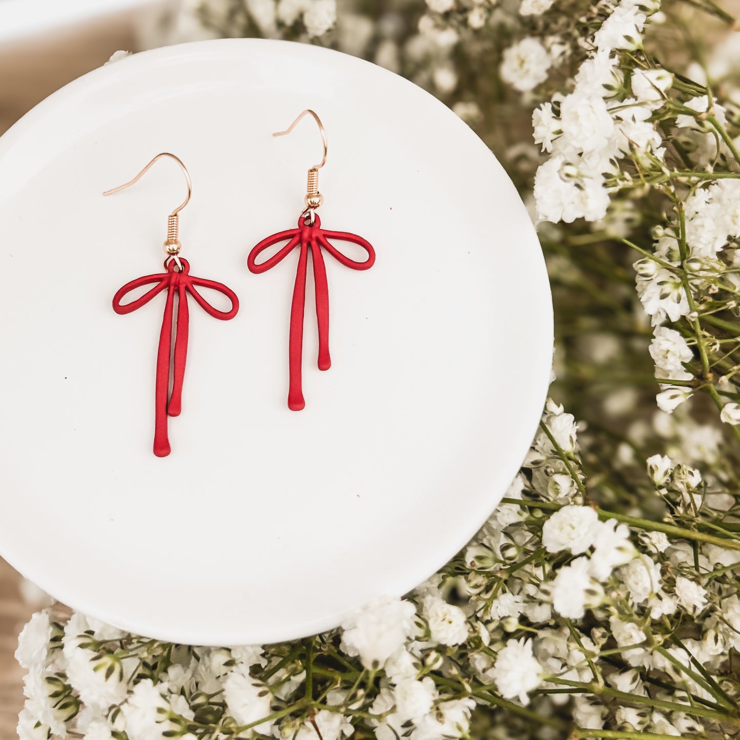 Adorable Red Bow Earrings