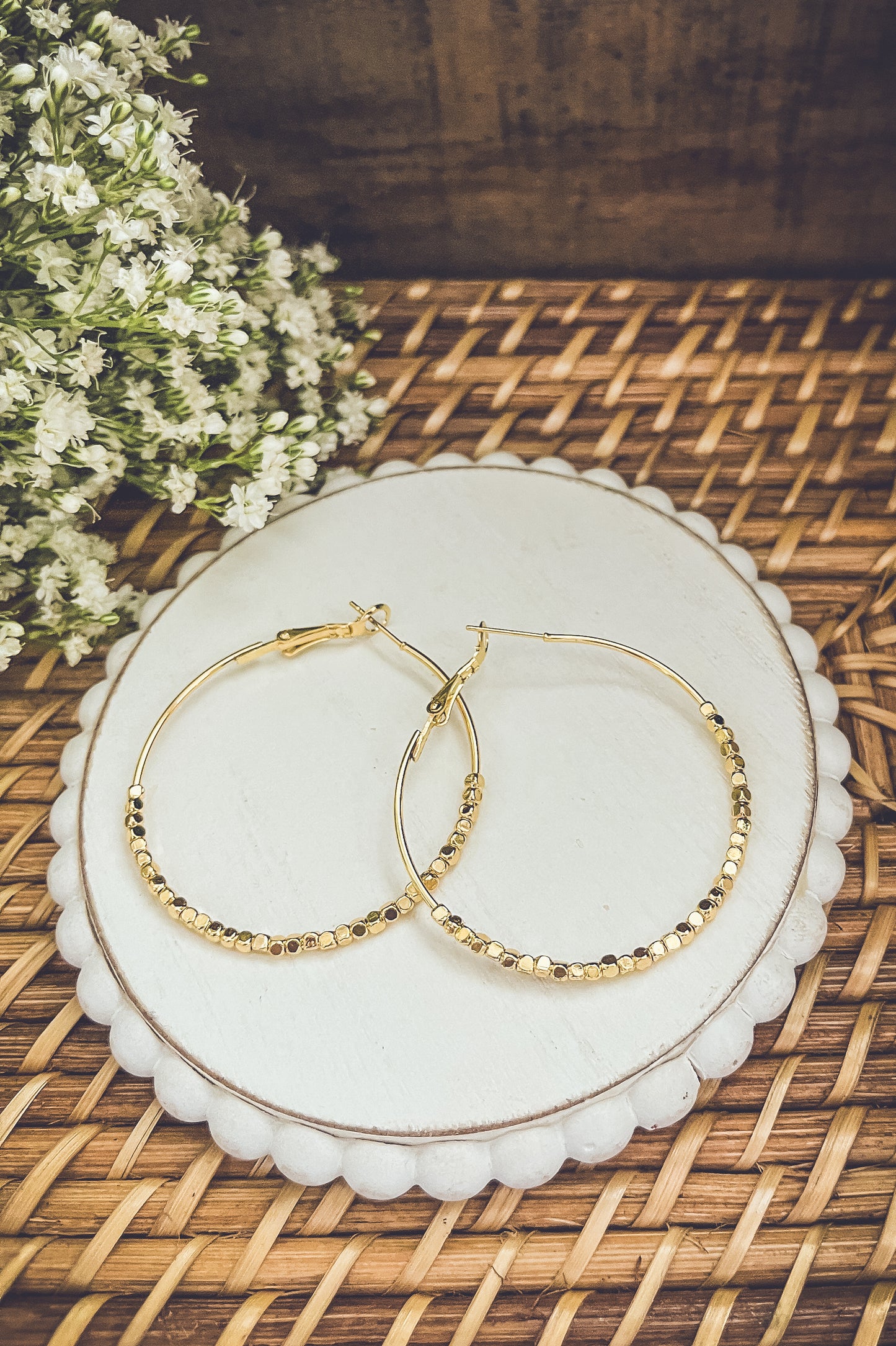 Beautiful Gold Glimmer Hoop Earrings