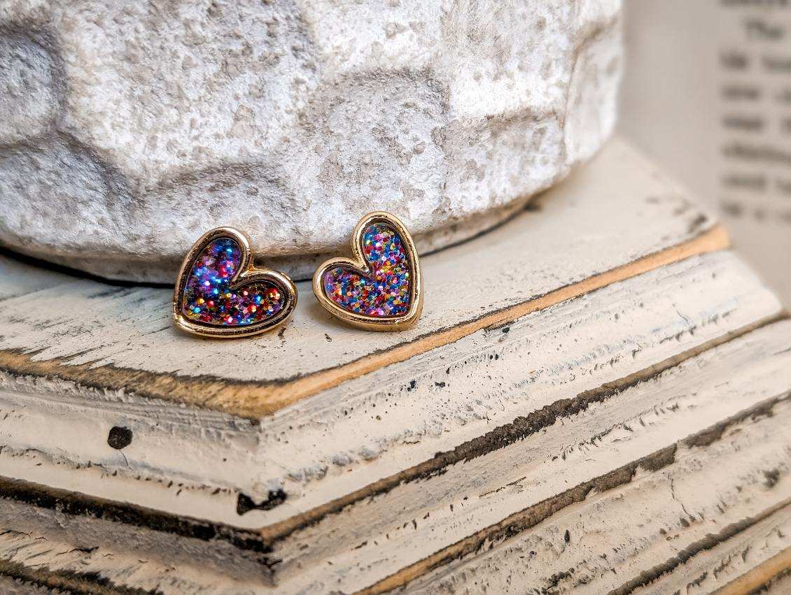 Beautiful Glitter Heart Earrings