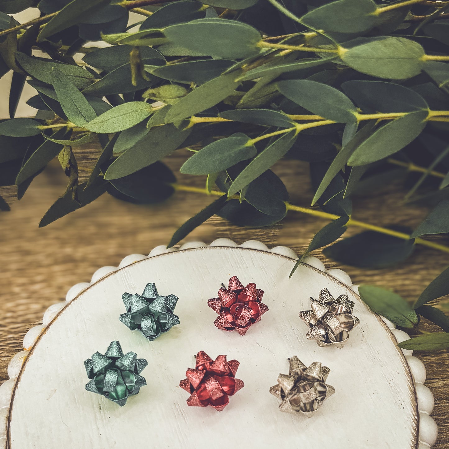 Adorable Holiday Gift Bow Earrings - Set of 3