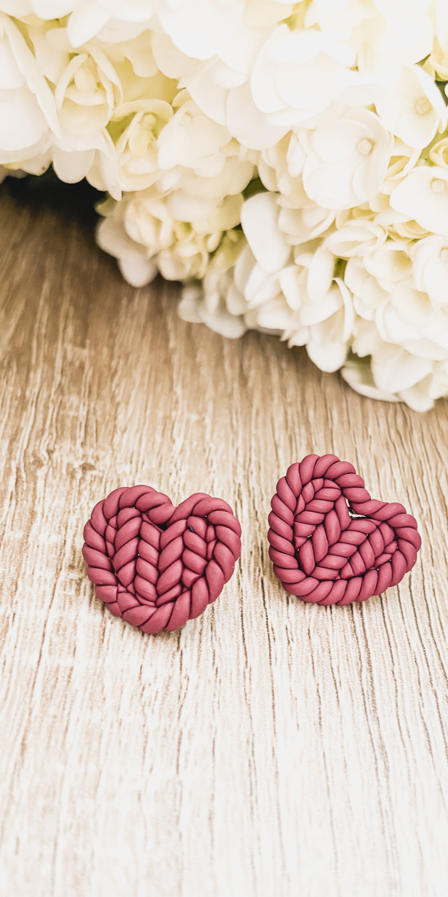 Braided Clay Heart Earrings