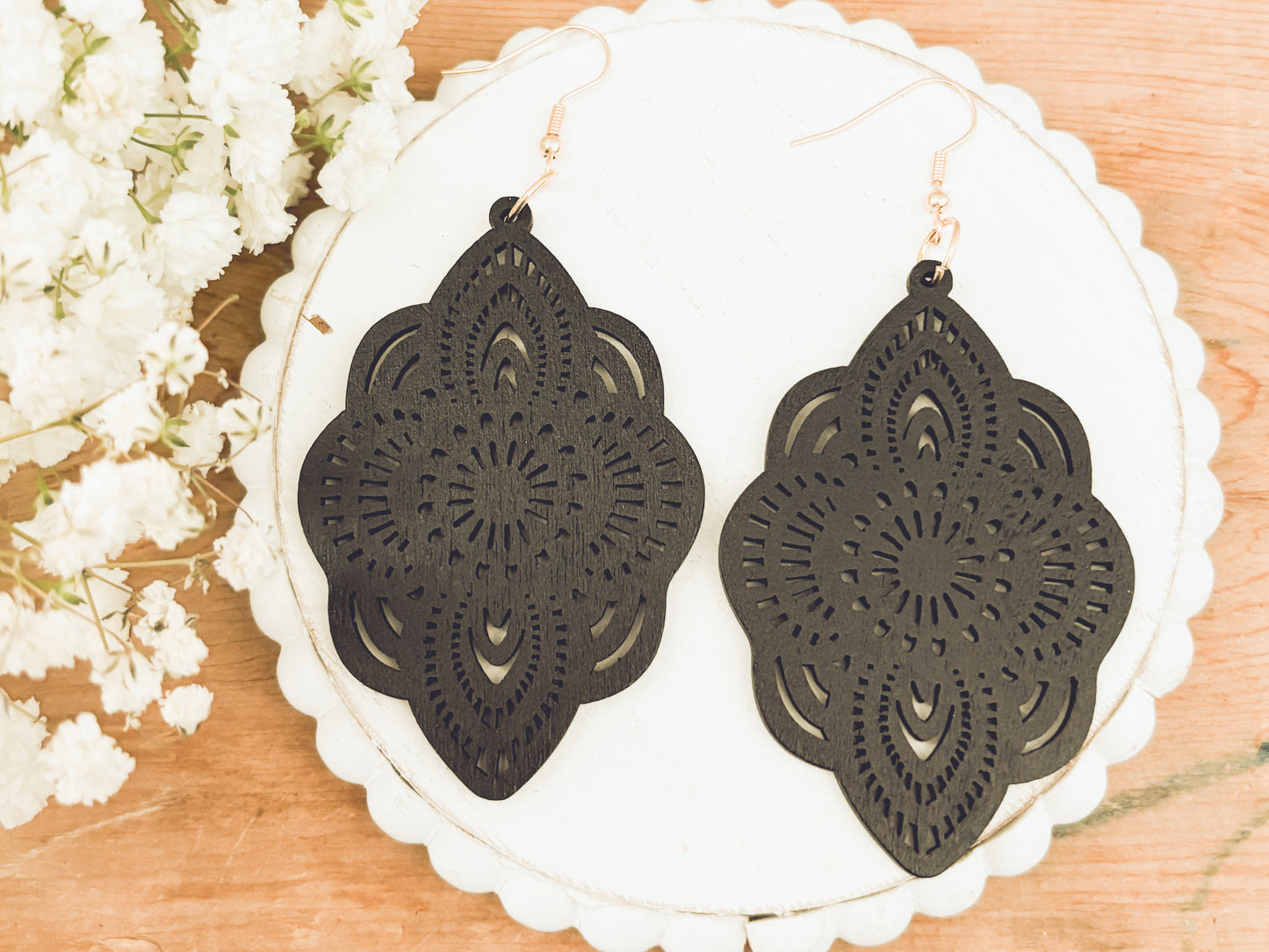 Beautiful Black Wood Earrings