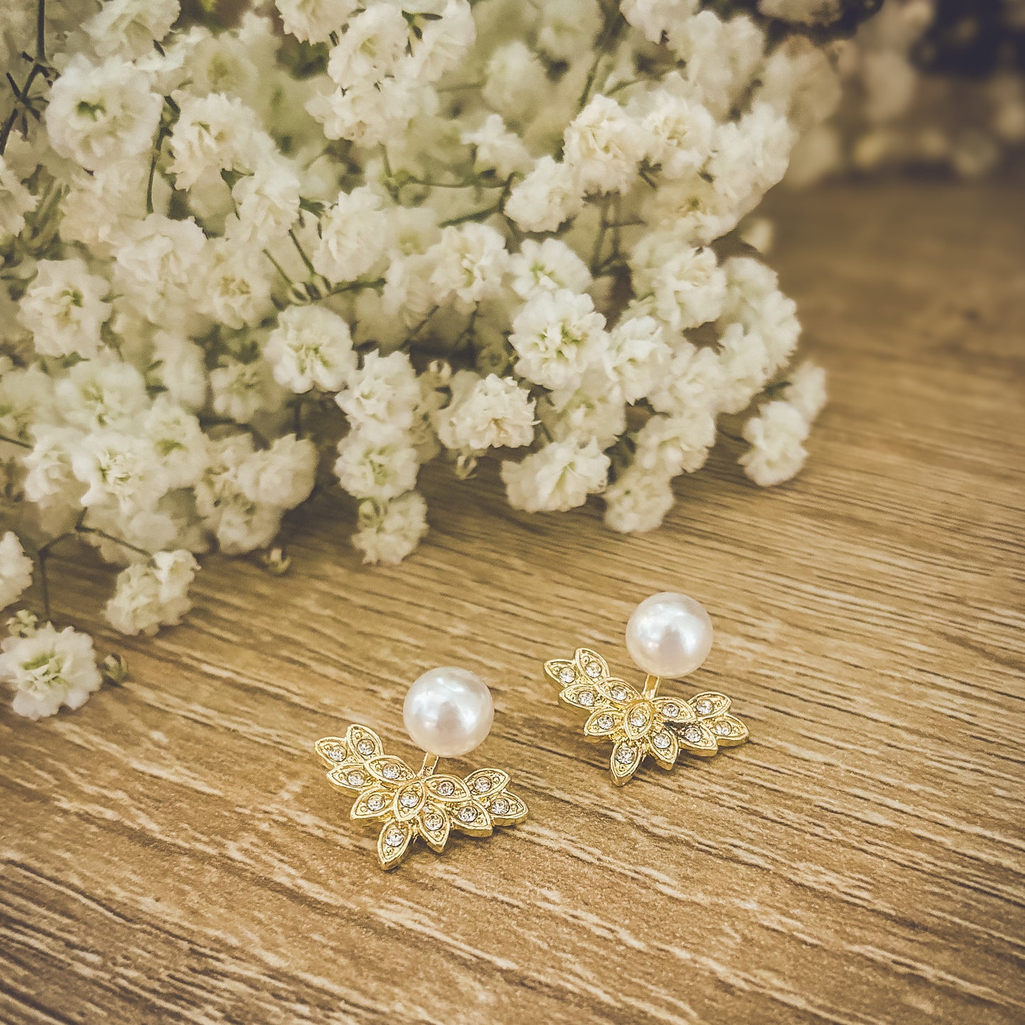 Beautiful Crystal and Pearl Hug Earrings