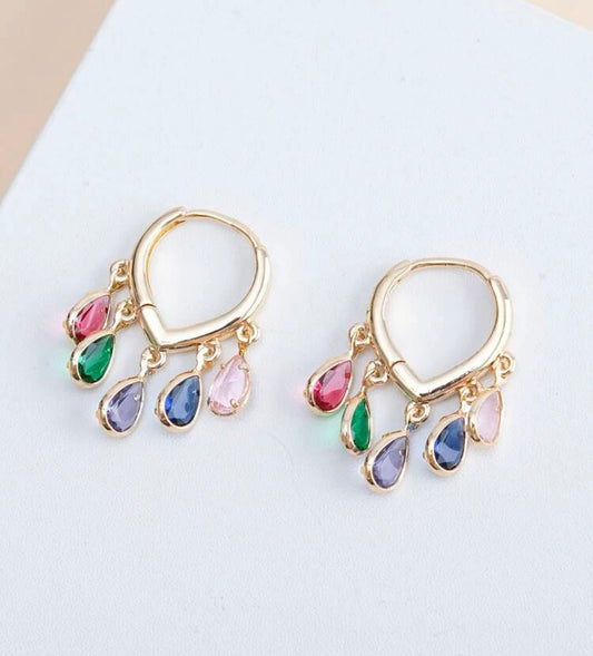 Beautiful Colorful Gold Drop Earrings