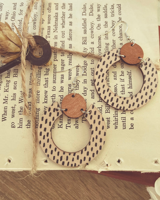 Beautiful White Wood Circle Earrings