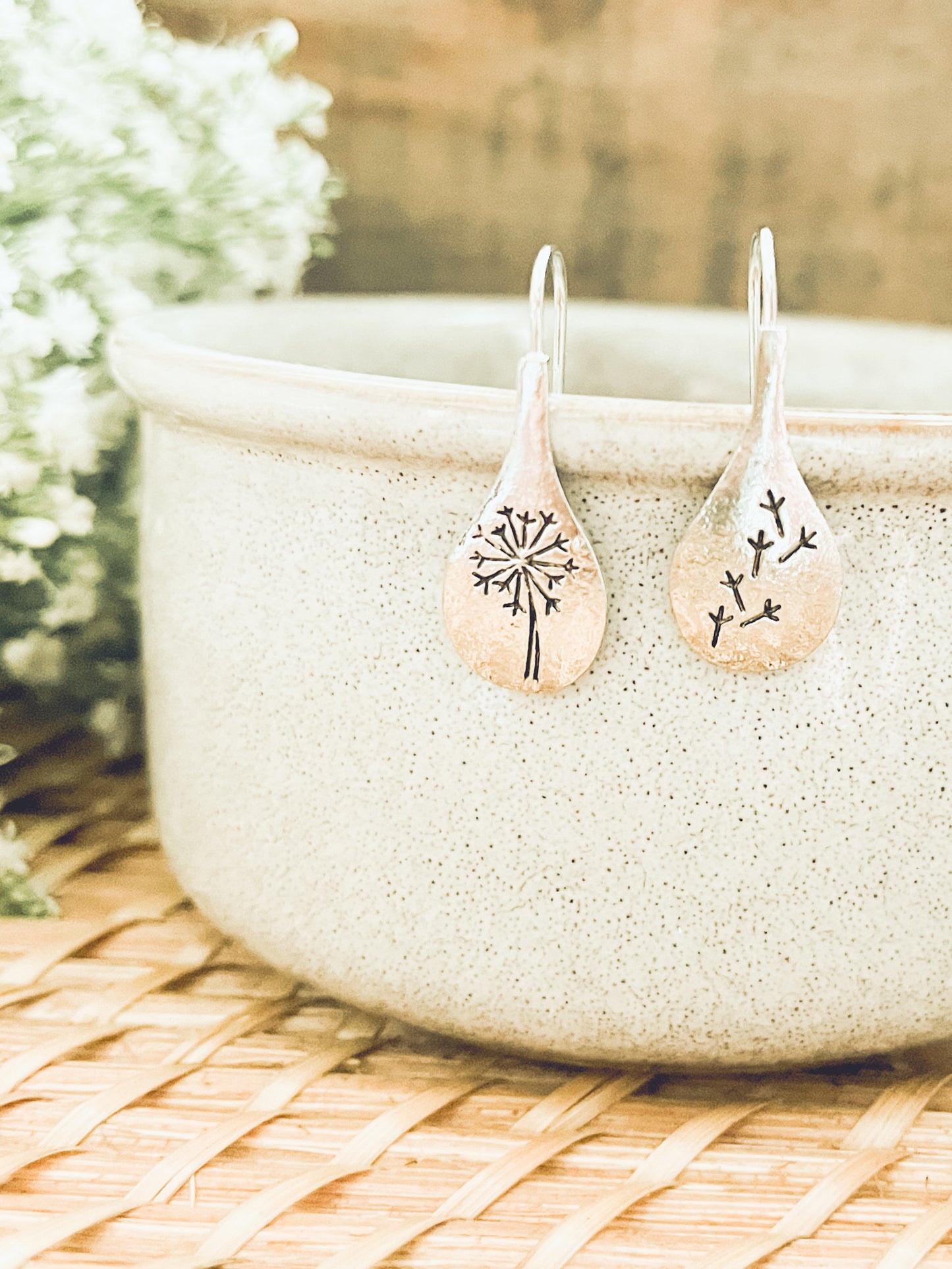 Silver Dandelion Earrings