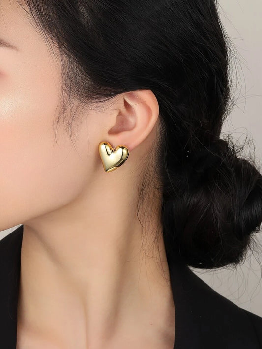 Beautiful Gold Heart Statement Earrings