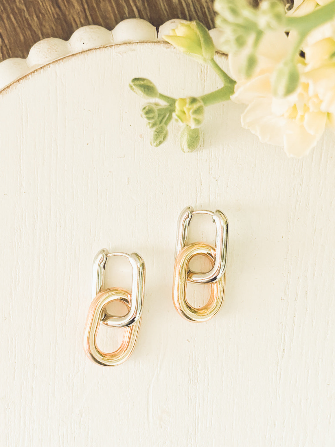 Beautiful Gold and Silver Link Earrings